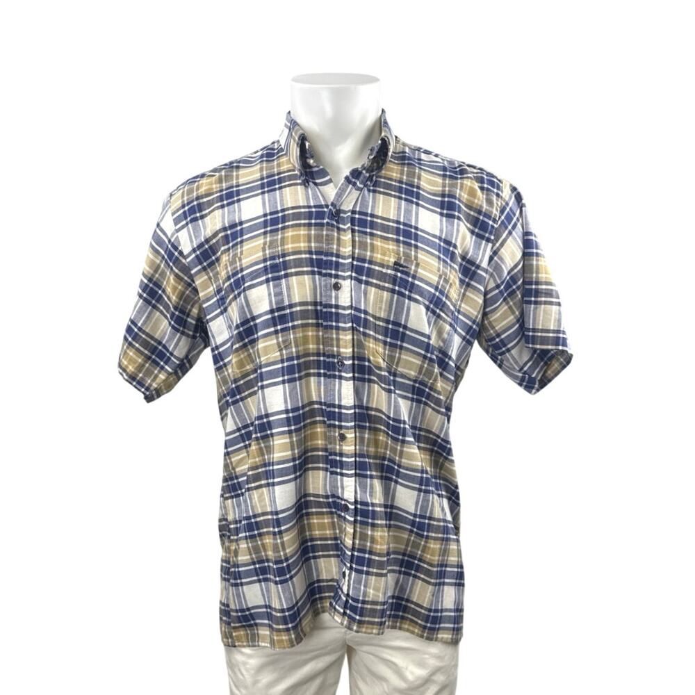 GOLF Men's Multicolor Plaid Flannel Short Sleeve Button Down Shirt Top Size L